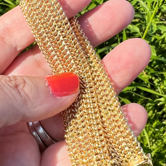 18K YELLOW GOLD WIDE FLEXIBLE CHAINS BRACELET MADE IN ITALY STATEMENT GORGEOUS - Picture 5 of 16